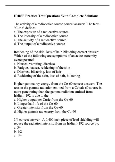 Irrsp Practice Test