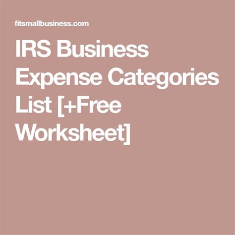 Irs Business Expense Categories List Free Worksheet Business Tax Worksheet - Business Tax Worksheet