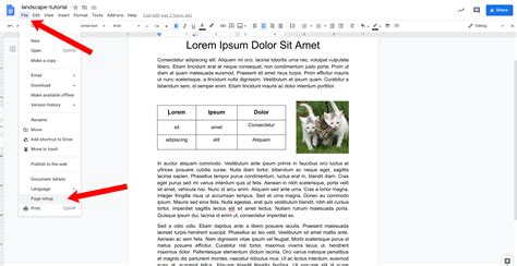 Is There A Way To Use Google Docs Landscape?