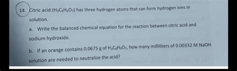 Is H3c6h5o7 N Acid