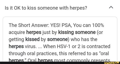 is it okay to kiss someone with herpes