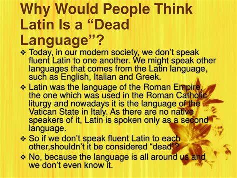 Is Latin Dead