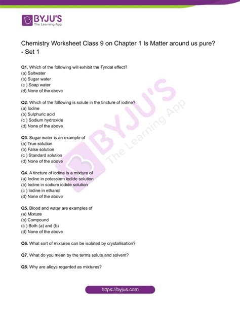 Is Matter Around Us Pure Worksheet For Class Separating Mixtures Worksheet Answers - Separating Mixtures Worksheet Answers