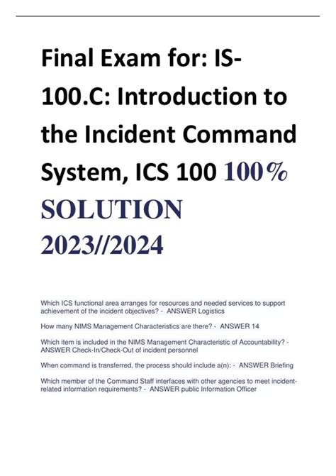 Read Is 100 B Introduction To Incident Command System Ics Test Answers 