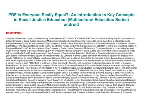 Read Is Everyone Really Equal An Introduction To Key Concepts In Social Justice Education 