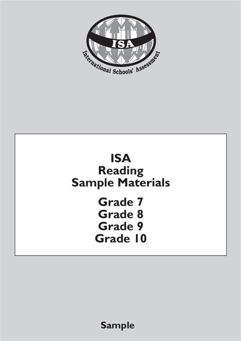 Isa Reading Sample Materials Grade 3 Grade 4 Grade 5