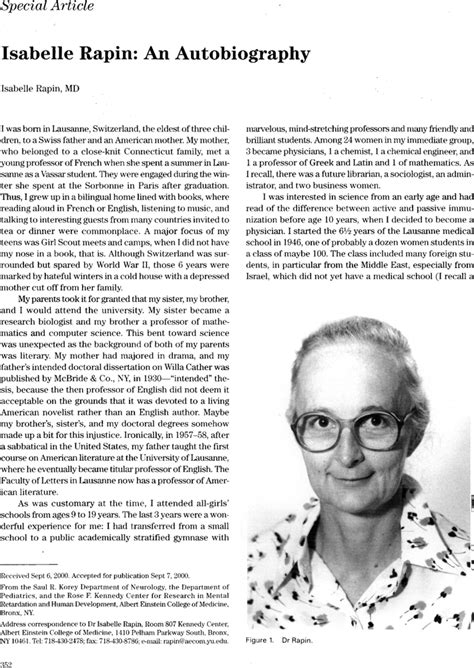 isabelle rapin autobiography samples