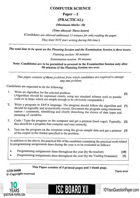 Download Isc Computer Science Practical Paper 2008 Solved 