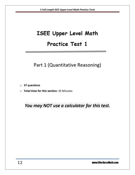 Isee Practice Test Upper Level
