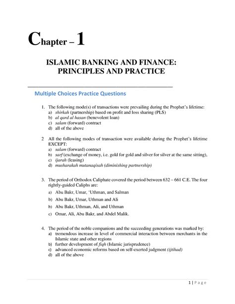 Islamic Banking Multiple Choice