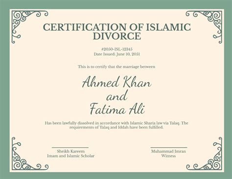 Islamic Divorce Format