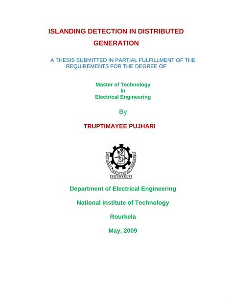 Islanding Detection Phd Thesis