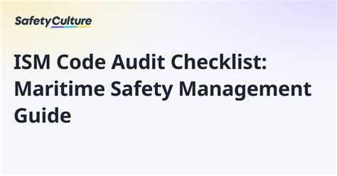 Ism Code Audit Checklist