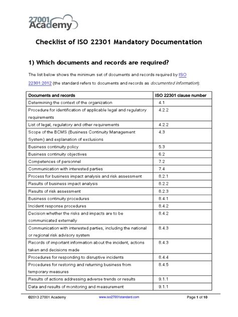 iso 22301 checklist