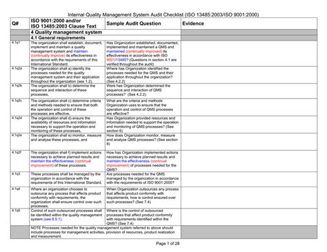 iso quality management system audit checklist