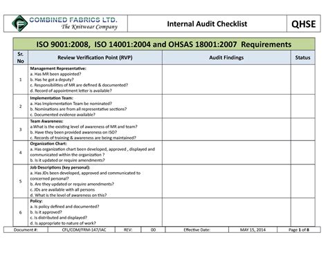 Download Iso Audit Questions For Maintenance Department 