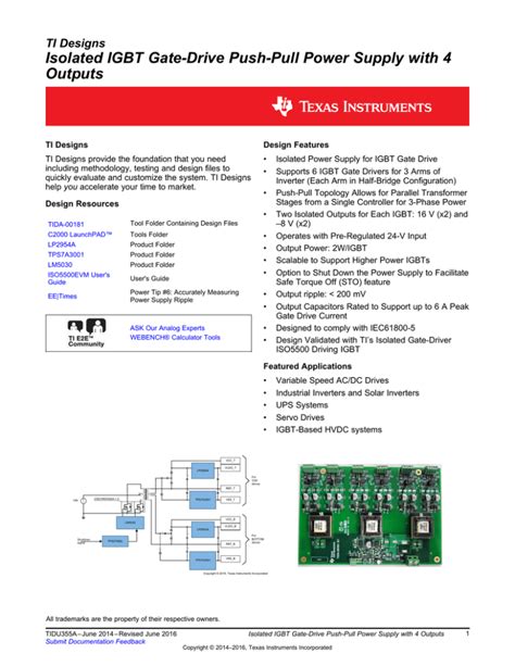 Isolated Igbt Gate Drive Push Pull Power Supply With 4