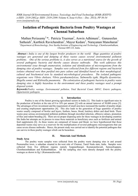 Read Online Isolation Of Pathogenic Bacteria From Poultry Wastages At 