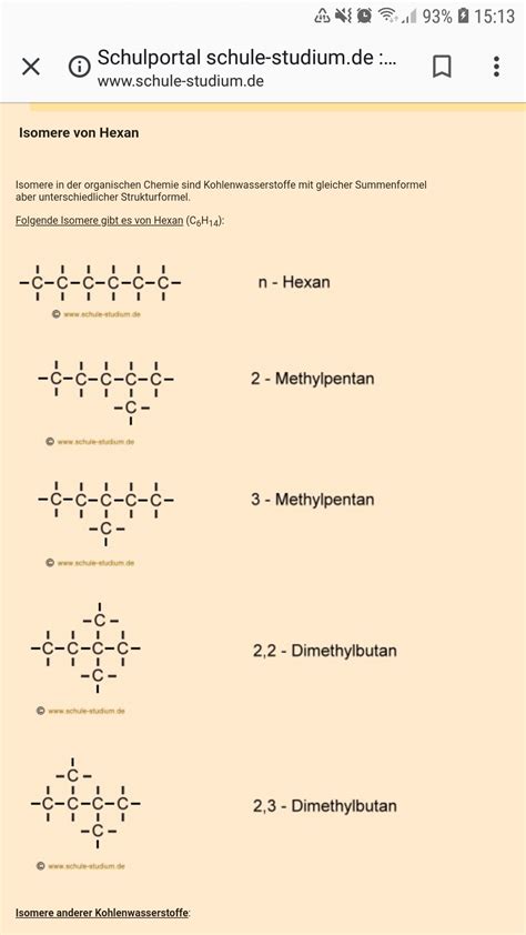 Isomere Von Hexan