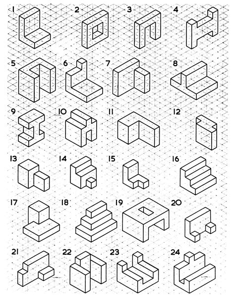 Isometric Drawing Practice Exercises