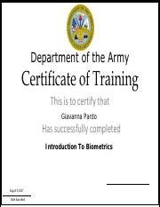 Isoprep Training Army Certificate
