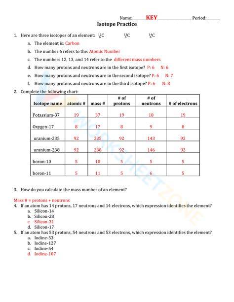 isotope problems answer key