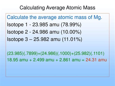 isotopes and average atomic mass answer key