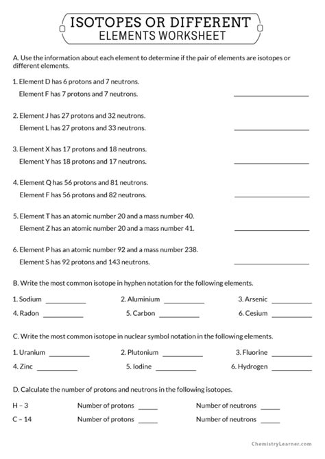 Download Isotopes Or Different Elements Worksheet Answers 