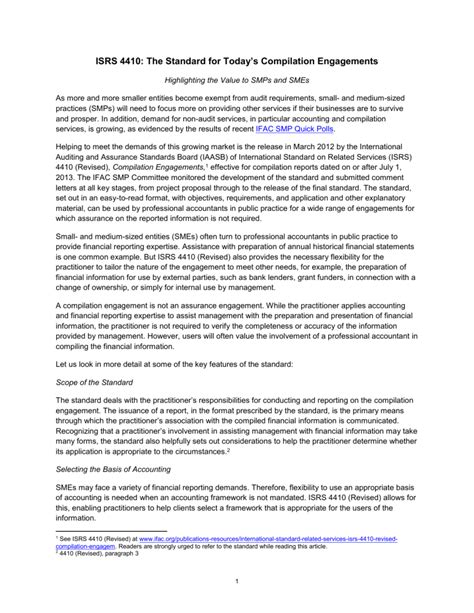 isrs 4410 revised compilation engagements