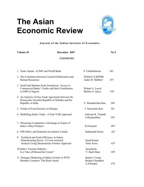 Download Issn 0004 4555 The Asian Economic Review 