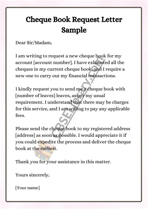 issue cheque request letter for sbi