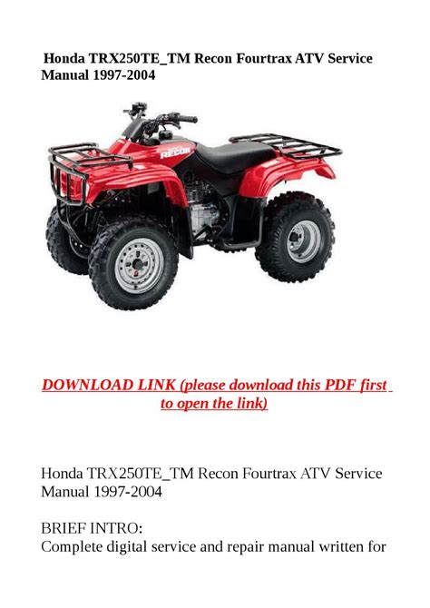 Read Online Issuu Honda Recon Trx250 Atv Service Manual By 