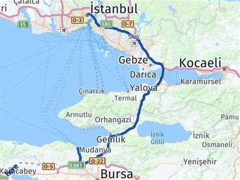 istanbul bursa karayolu haritası