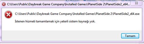 istenen hizmeti tamamlamak için yeterli sistem kaynağı yok. 