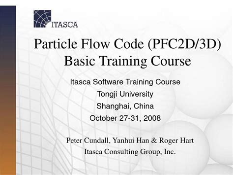Itasca Particle Flow Code 1999