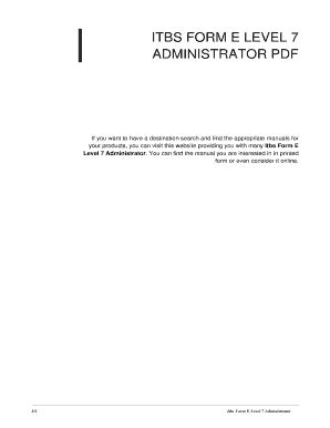 Read Itbs Form E Level 7 Administrator 