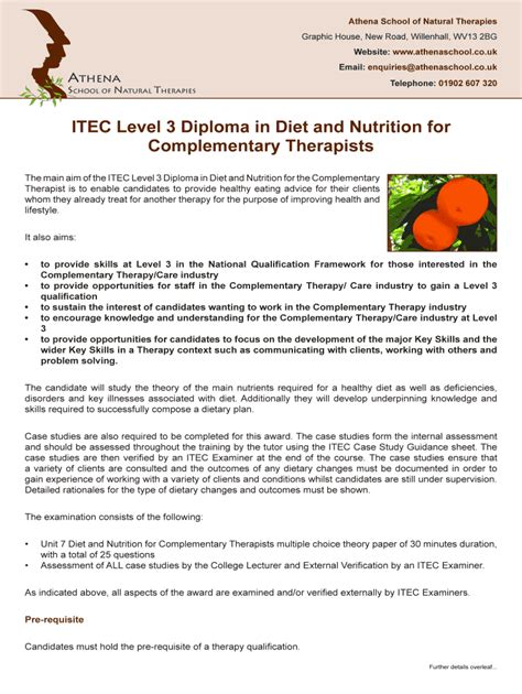 Read Itec Level 3 Diploma In Diet And Nutrition For Pdf 