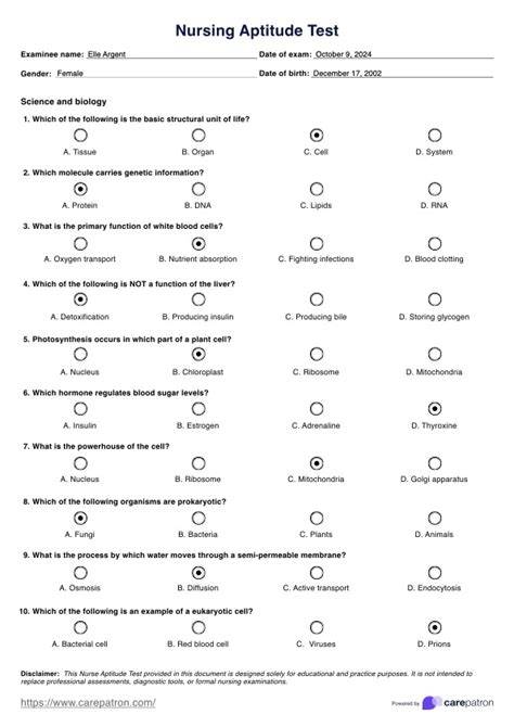 item writing aptitude test nurses learning