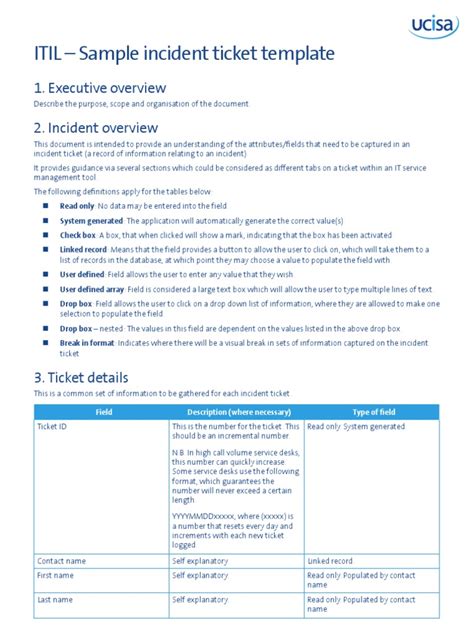 Download Itil Sample Incident Ticket Template 