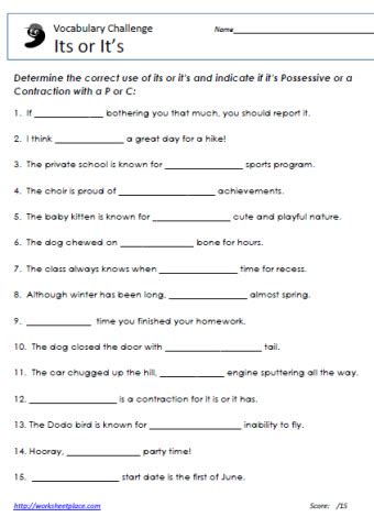 Its Or It X27 S Worksheets K5 Learning It S Its Worksheet - It's Its Worksheet