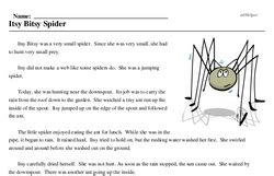 Itsy Bitsy Spider Reading Comprehension Worksheet Edhelper Itsy Bitsy Spider Worksheet - Itsy Bitsy Spider Worksheet