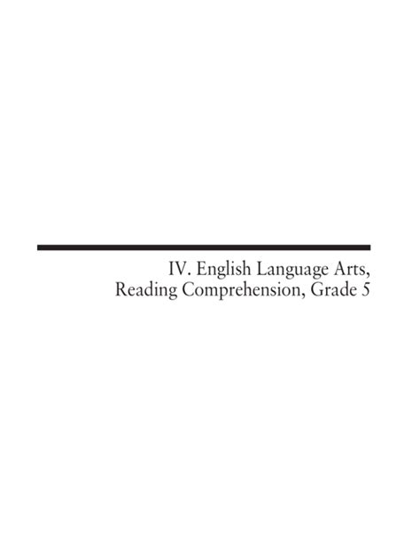 Read Online Iv English Language Arts Reading Comprehension Grade 5 