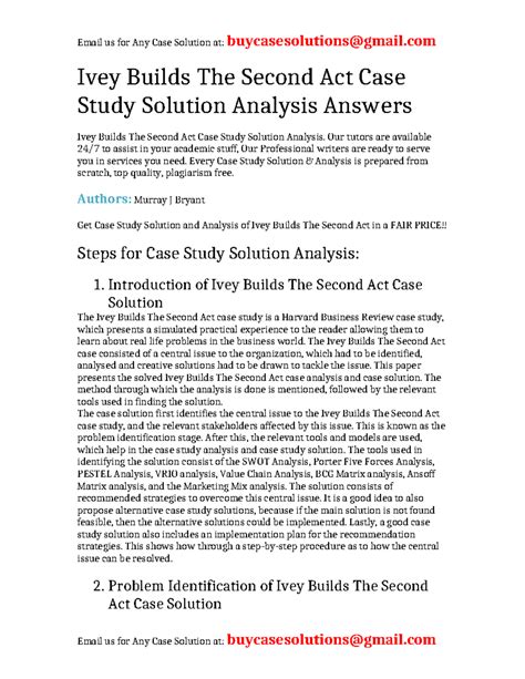 Ivey Case Study Solution