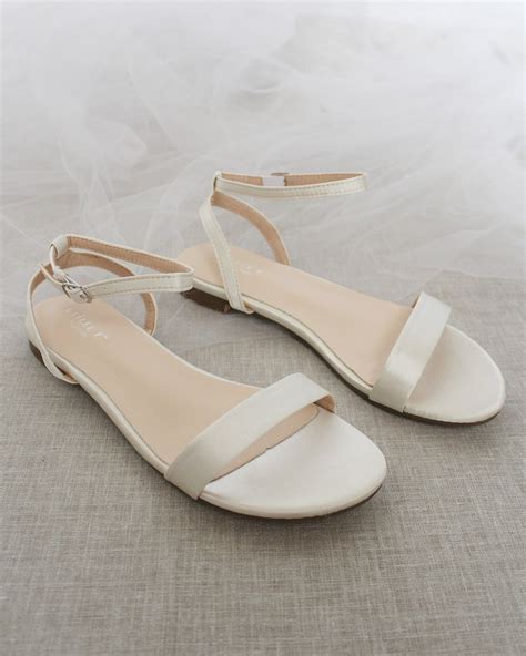 Ivory Flat Strappy Glitter Sandals