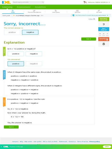 Ixl Multiply Integers Find The Sign 6th Grade 6th Grade Math Integers - 6th Grade Math Integers