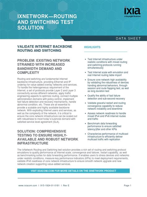 Read Ixnetwork Routing And Switching Test Solution 