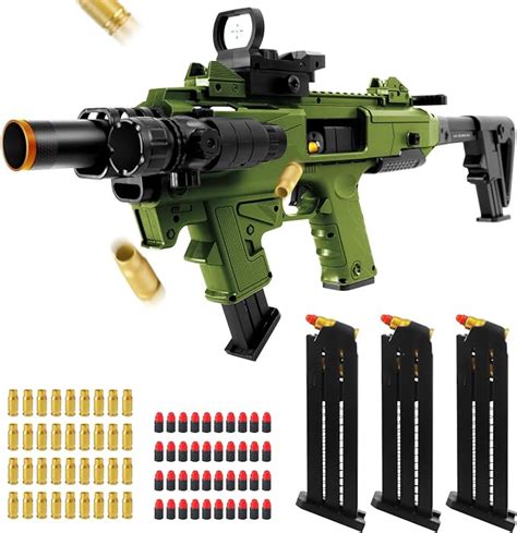  Minfex Automatic Toy Gun Sniper with Scope - 3 Modes Toy Foam  Blasters with Bipod, 2 Magazine Clips, 100 Bullets, DIY Toys for Boys Kids  Age 6-12, Gifts for Birthday Halloween