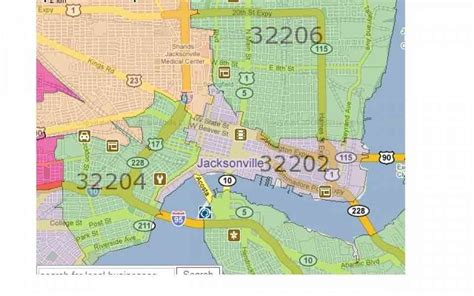 jacksonville florida zip code map