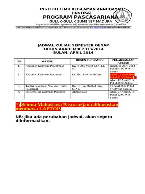 jadwal kursus bulan 2014