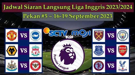 JADWAL LIGA INGGRIS LIVE：Jadwal Liga Inggris Pekan Ini Live di SCTV, Moji, dan Vidio, 7-10